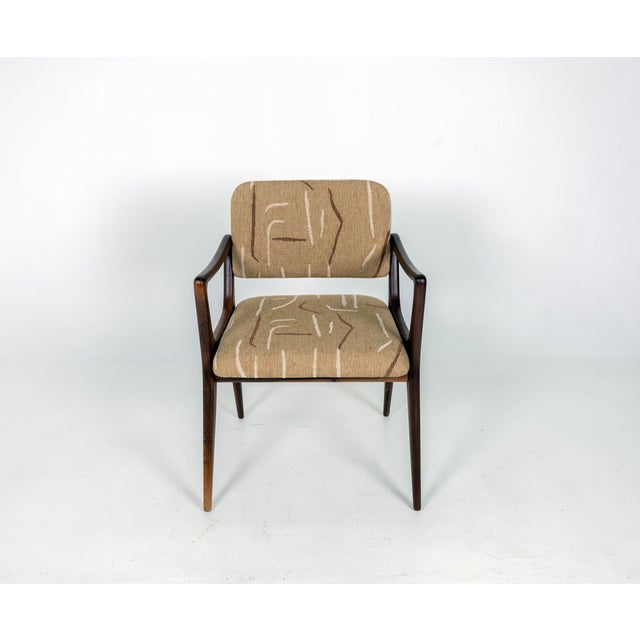 Sculptural Dining or Desk Arm Chair, Gio Ponti Style Walnut Larsen ...