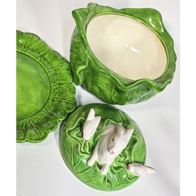 Cabbage and Bunny Turreen and Platter- Set of Two of Two For Sale - Image 9 of 12
