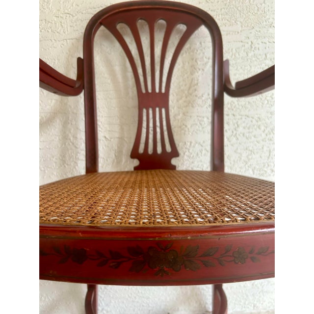 Wood Late 19th Century Antique Jacob & Josef Kohn Wien Hand Painted Cane Seated Sette & Chairs 59-362c For Sale - Image 7 of 17