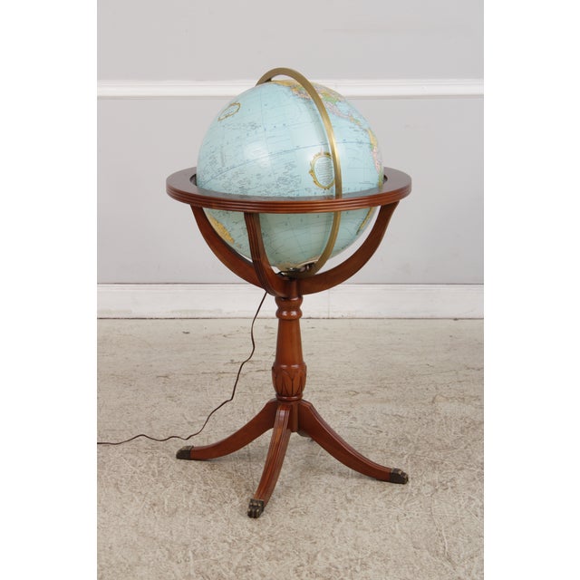 Age: Approx: 20 Years Old Details: Lighted Globe Touch Frame Light Up Globe Duncan Phyfe Pedestal Base Revolving Globe...