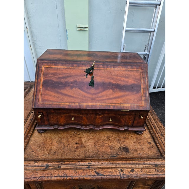 1990s Fine Maitland Smith English Georgian Inlaid Table Top Writing Desk For Sale - Image 11 of 11