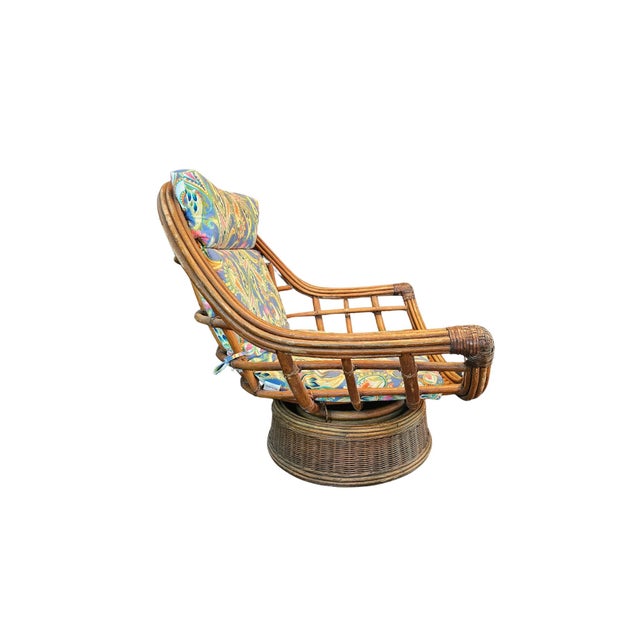 1980s MCM Rattan "Queen" Swivel Chair For Sale - Image 4 of 10