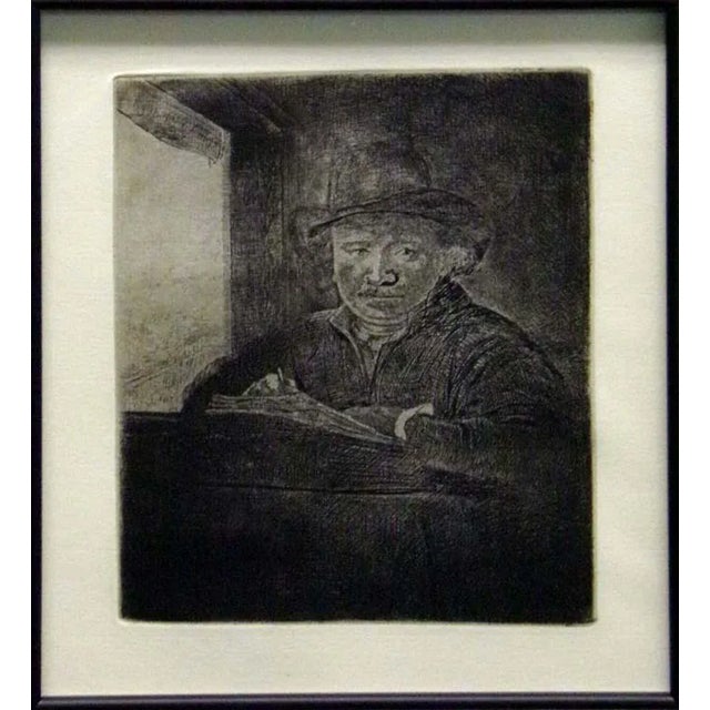 A Genuine Original Etching Printed Directly From the Copper Etching Plate Created by Rembrandt Van Rijn "Self Portrait"...