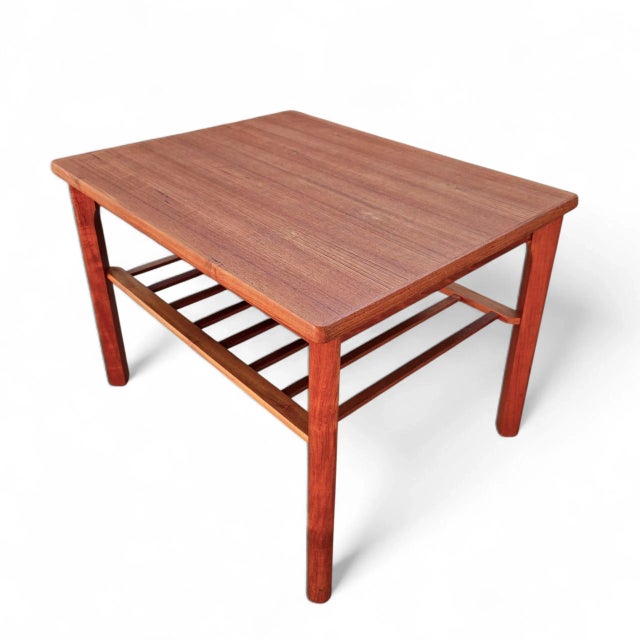 Mid-Century Modern Mid Century Møbelfabrikken Toften Danish Modern Teak Side Table With Slatted Shelf For Sale - Image 3 of 10