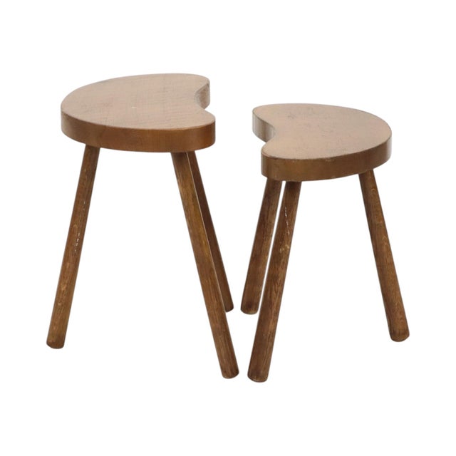 Vintage Wooden Kidney-Shaped Nesting Tables Wood, 1960s, Set of 2 For Sale - Image 17 of 17