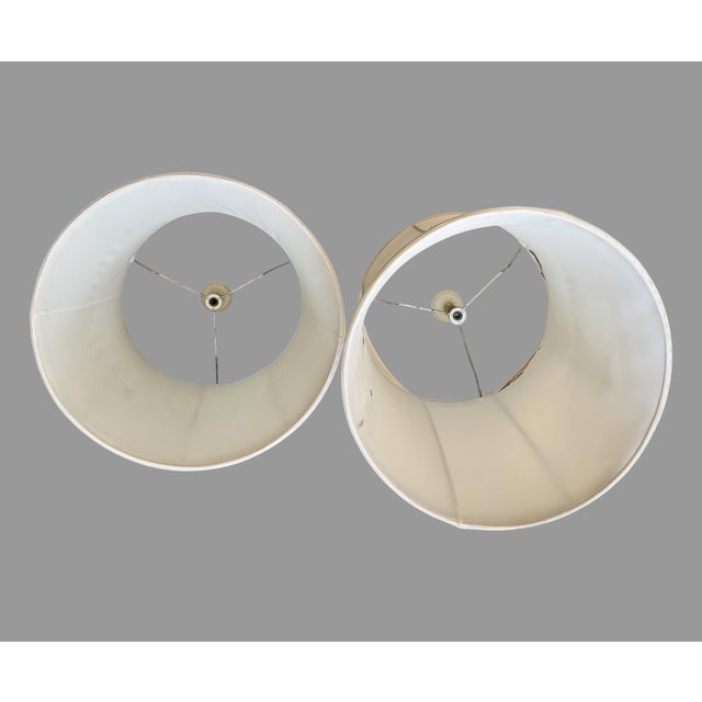 Mid 20th Century Vintage Alabaster & Bronze Table Lamps Neoclassical Marble Column Matching - a Pair For Sale - Image 5 of 9