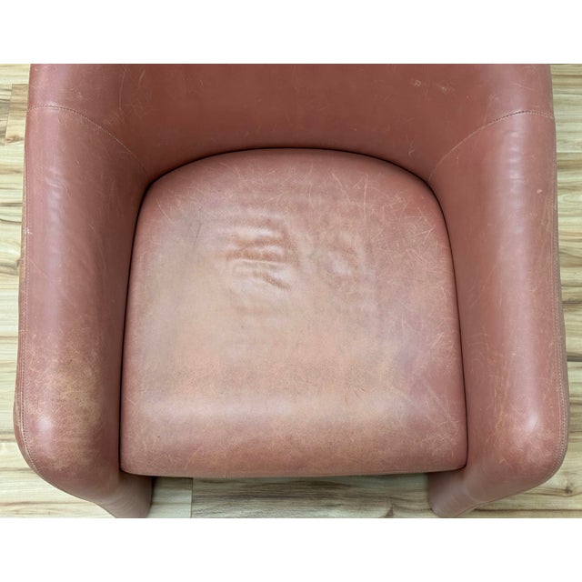 Vintage MCM Barrel Chairs in Blush Leather, a Pair For Sale - Image 10 of 11