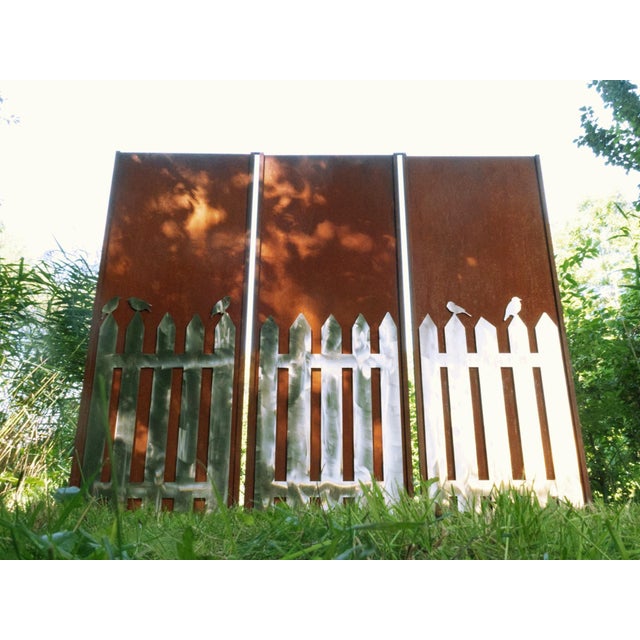 Beautiful contemporary oxidized sheet steel Garden Wall or privacy screen. Customization possible. with this garden wall...