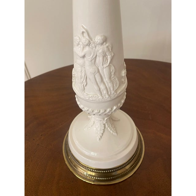 A Pair of Neoclassical Revival Porcelain, Ceramic & Bras Table Lamps For Sale - Image 12 of 12