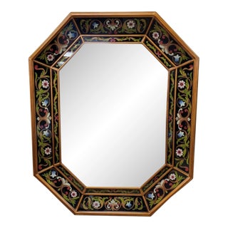 Large Octagonal Reverse Painted Glass Mirror by Robert M. Weiss For Sale