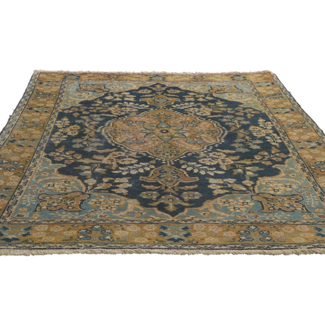 French Antique Persian Tabriz Rug 0'403 X 06'00 For Sale - Image 3 of 9