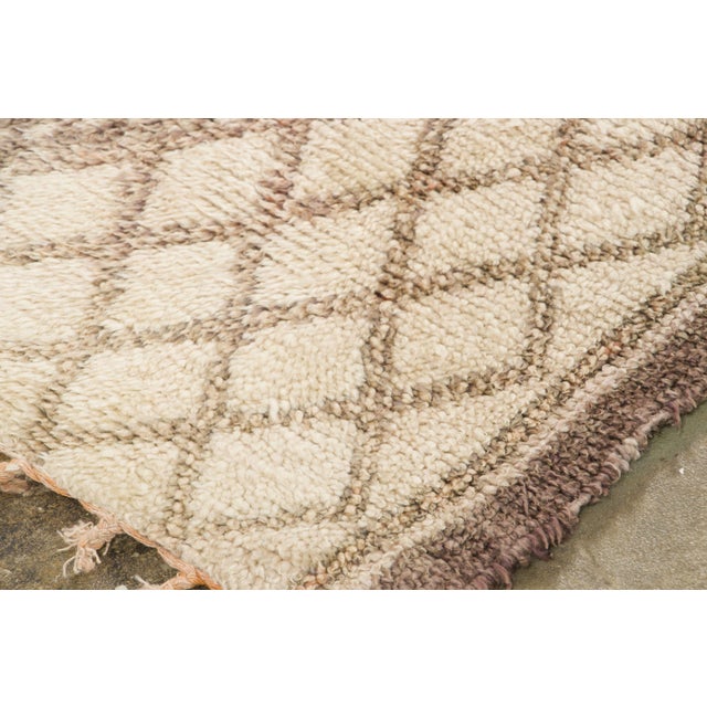 Traditional Vintage Moroccan Berber Rug With Cream Diamond Lattice by Rug & Kilim, 1950-1959 For Sale - Image 3 of 9
