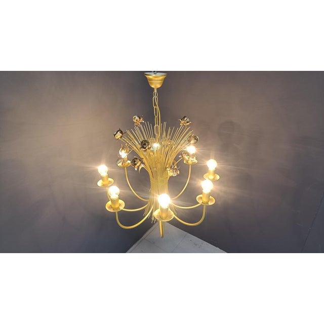 Vintage Metal Flower Chandelier, 1980s For Sale - Image 10 of 12