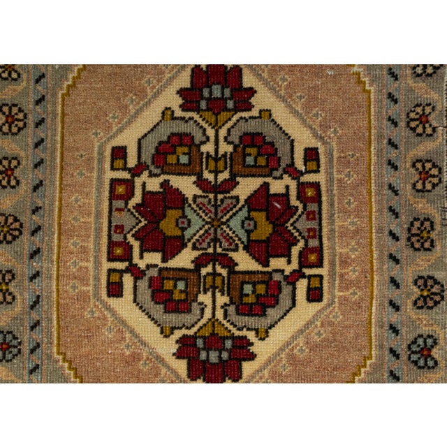 Turkish Mini Rug Oriental Hand Knotted Vintage Rug 1'8" x 3'6" #21165 For Sale - Image 4 of 8