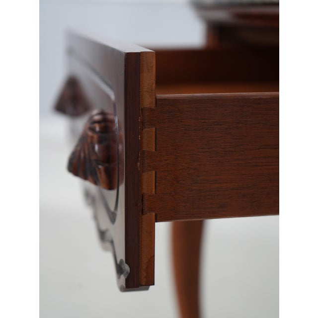 1960s Vintage Victorian Style Mahogany Marble Top 1 Drawer Console Table For Sale - Image 5 of 17