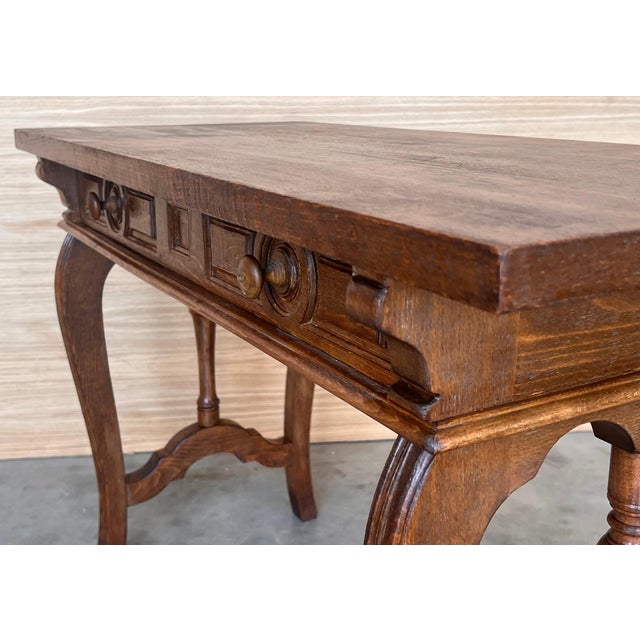Early 19th Century Walnut Wood Catalan Spanish Console, Desk or Vanity Table For Sale - Image 9 of 18