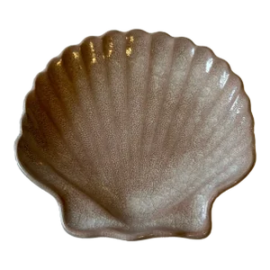 Vintage Seaside Chic Terra Cotta Shell Shaped Trinket Dish