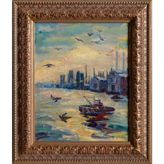 Margaretha E. Albers, South Street, New York, Framed Oil Painting For Sale