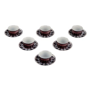 Berlin Hilton Coffee Cups and Saucers by Bjørn Wiinblad for Rosenthal, 1980s, Set of 12 For Sale