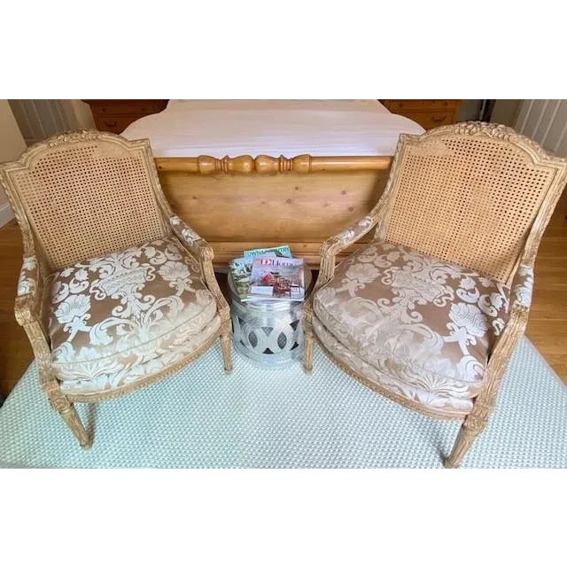 Beige Nancy Corzine Upholstered Louis XVI Style Lounge Chairs, a Pair For Sale - Image 8 of 18