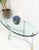 Brass chrome thick 3/4" glass top Mid-Century Modern oval coffee center table.