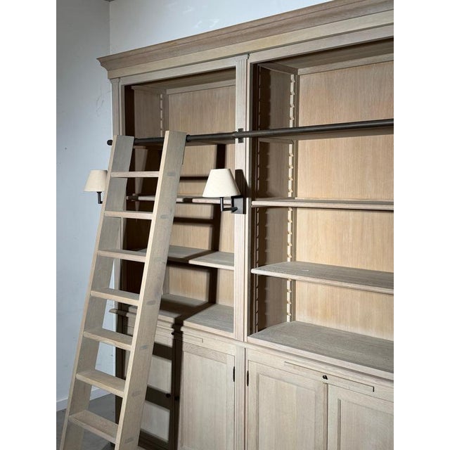 Charrell Home Interiors Library Cabinet with Ladder For Sale - Image 4 of 6