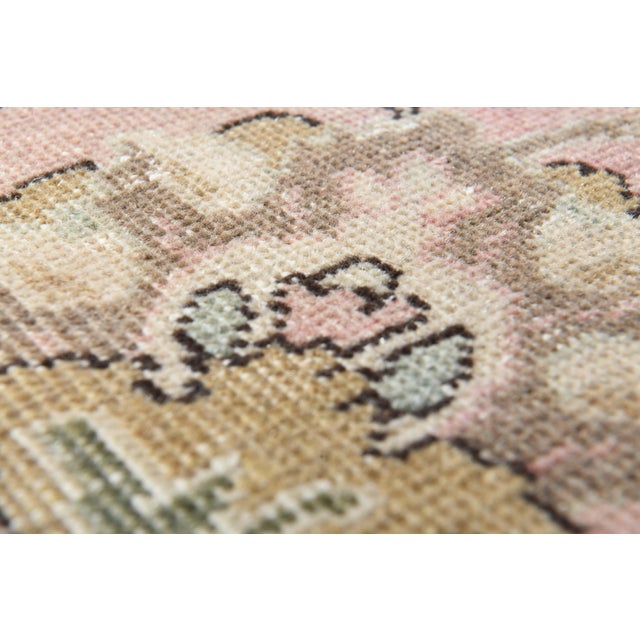 Pink 1970s Vintage Persian Handmade Wool Cotton Pink Area Rug For Sale - Image 8 of 11