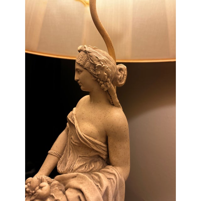 Stone Early 20th Century Large Neoclassical Figural Table Lamps in Cast Stone, 36” – Pair For Sale - Image 7 of 12