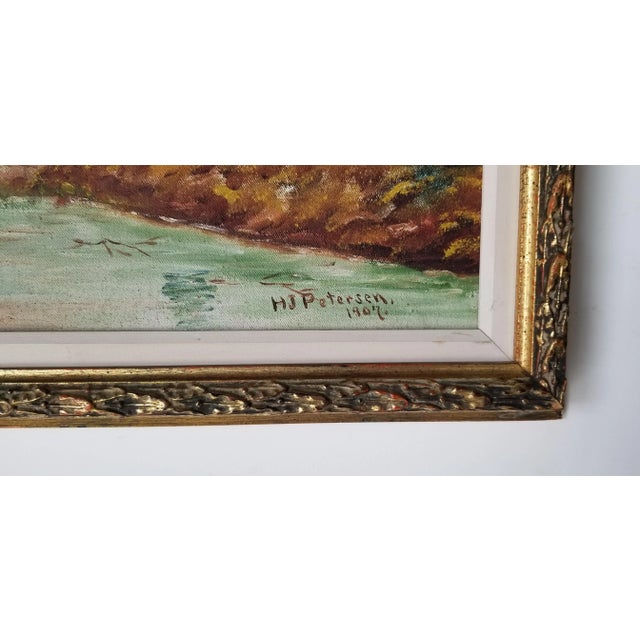 1900 - 1909 1907 "Over the Hills and Far Away" Landscape Oil Painting by H. J Petersen, Framed For Sale - Image 5 of 13