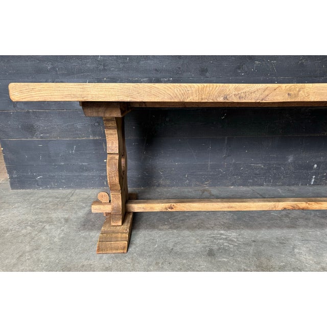 Large French Bleachers Oak Farmhouse Dining Table, 1925 For Sale - Image 11 of 17
