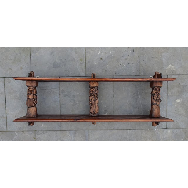 Vintage Brutalist Wall Shelf in Oak, 1940s For Sale - Image 6 of 14