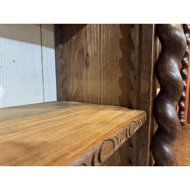Brown Early 20th Century Oak and Fir Wood-Paneled Bookcase For Sale - Image 8 of 18