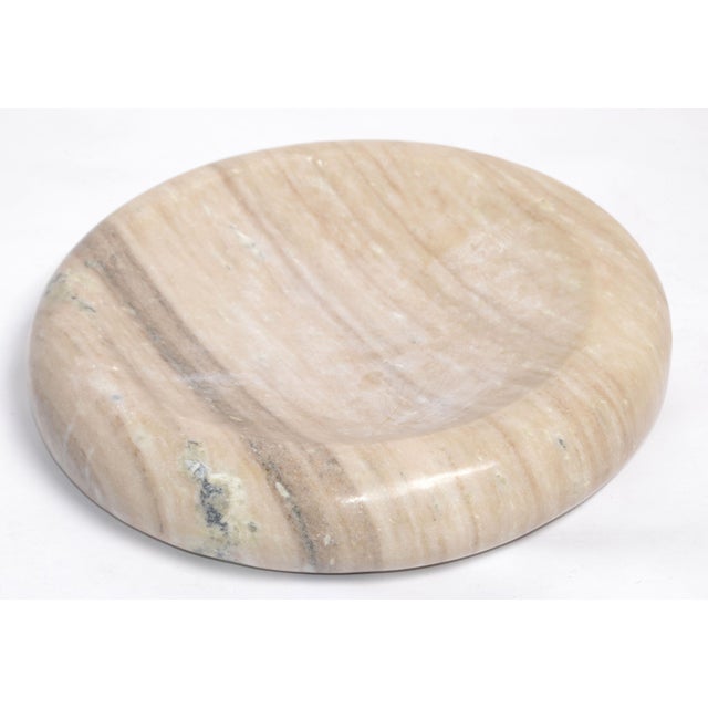 Mid-Century Modern Mid-Century Modern Round Tan Beige Carrara Marble Bowl Centerpiece Italy For Sale - Image 3 of 12