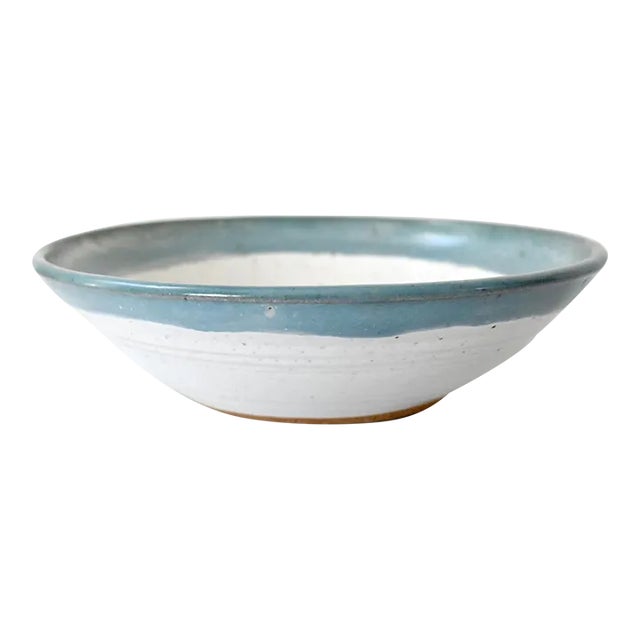 Early 21st Century Art Pottery Blue & White Speckled Bowl For Sale