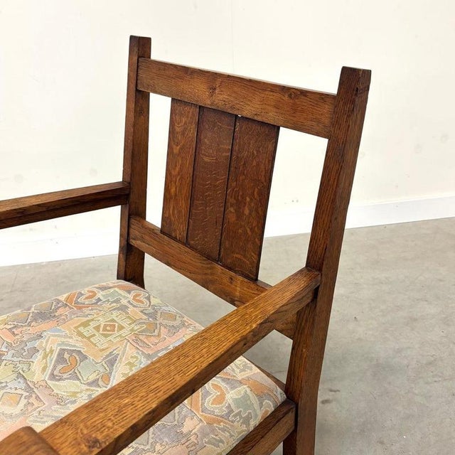 Dutch Hague School Art Deco Oak Armchair, 1920s For Sale - Image 11 of 15