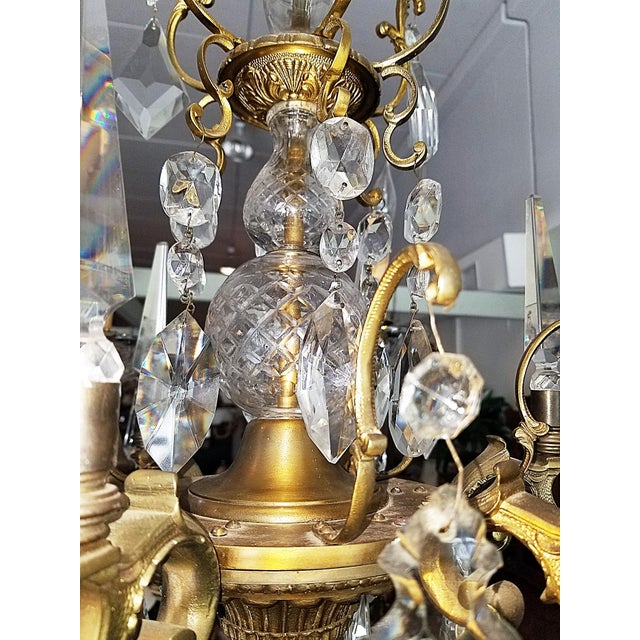 1930s French Bronze Dore' Crystal Chandelier For Sale - Image 12 of 17