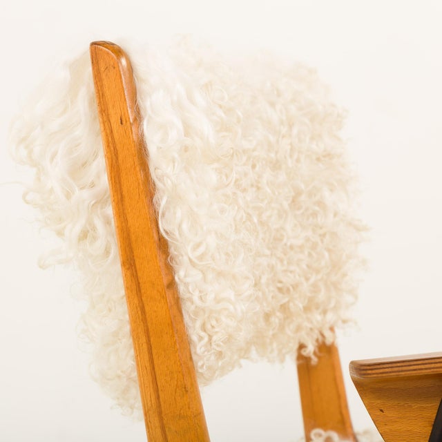 Vintage Italian Boomerang Chair in Long Hair Sheepskin, 1950s For Sale - Image 10 of 15