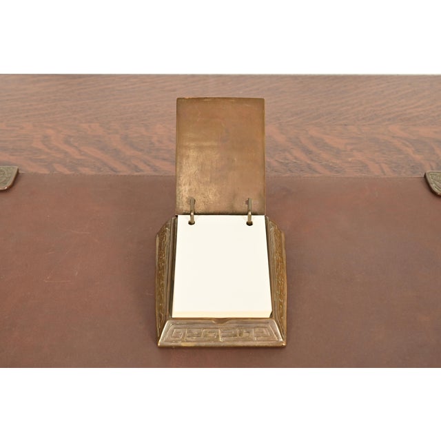 Tiffany Studios New York Zodiac Pattern Bronze Perpetual Desk Calendar or Memo Pad Holder For Sale In South Bend - Image 6 of 13