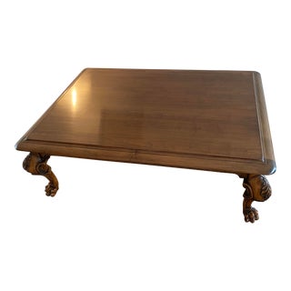 Ralph Lauren Mahogany Coffee Table Carved Legs For Sale