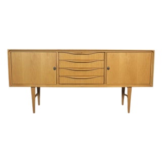 Mid 20th Century Low Profile Danish Style Ash Wood Credenza For Sale