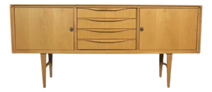 Mid 20th Century Low Profile Danish Style Ash Wood Credenza