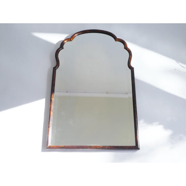 Large Dutch Wooden Scalloped Lacquered Mirror For Sale - Image 4 of 13