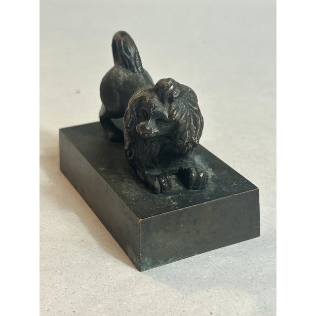 French Antique 19th Century French Inkwell Top Lid Lion Dog Bronze Figurine For Sale - Image 3 of 12