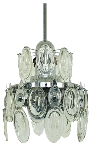 Vintage Chromed Metal 12-Light Ceiling Lamp by Gaetano Sciolari, 1970s