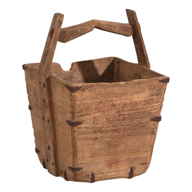 Antique Chinese Basket in Elm, 1900s For Sale