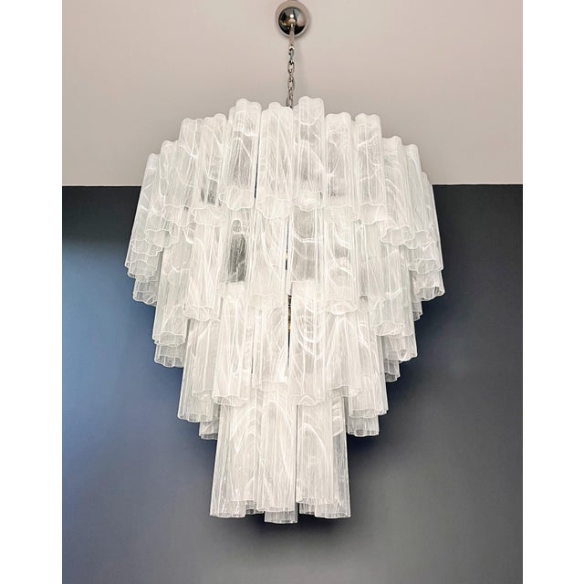 Vintage Murano Glass Tiered Chandelier with White Alabaster Glass Tube, 1990s For Sale - Image 13 of 15