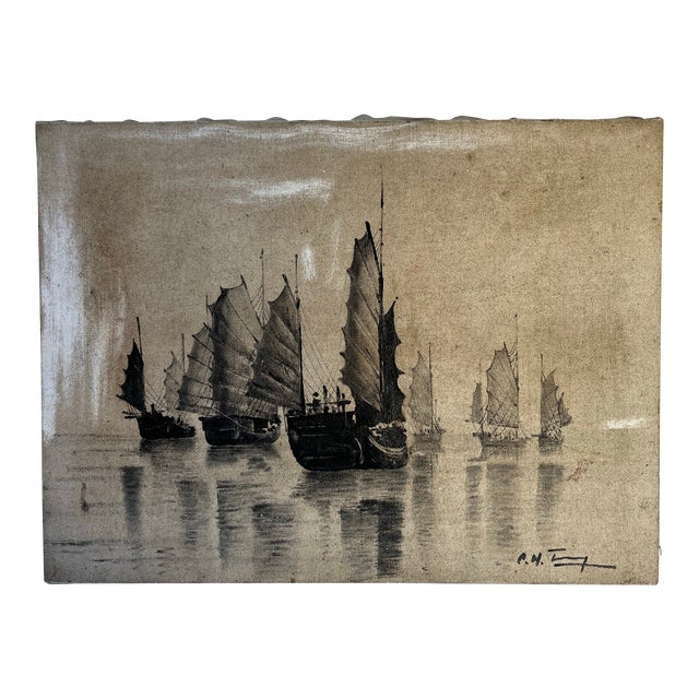 Antique Original Chinese Junk Painting For Sale