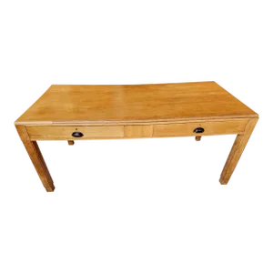 Vintage Double Sided Oak Partners Desk / Table With 4 Drawers From England - Circa 1940