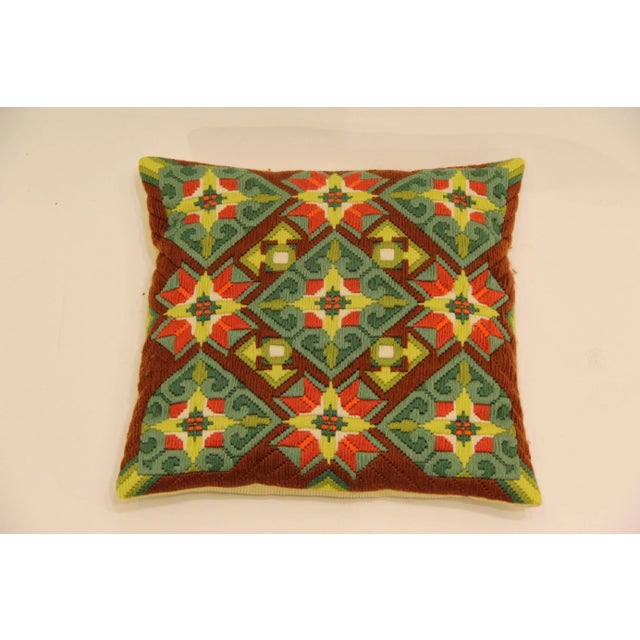 Vintage Hand-Embroidered Sofa Cushion For Sale - Image 3 of 6