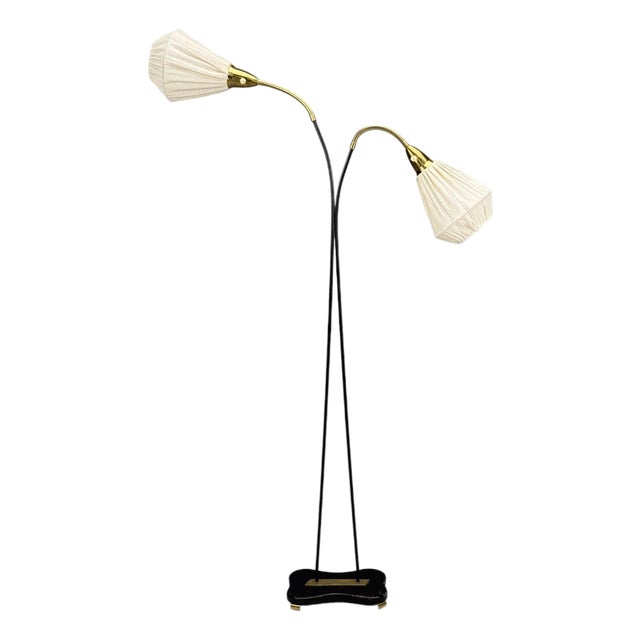 Eskilstuna Elektrofabrik, Floor Lamp, Laqcuered Metal, Brass, Sweden, 1960s For Sale